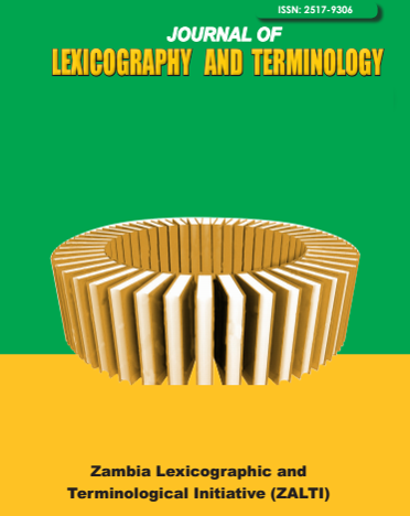 Journal of Lexicography and Terminology Volume 1 Issue 1 of 2017. Published by University of Zambia Press